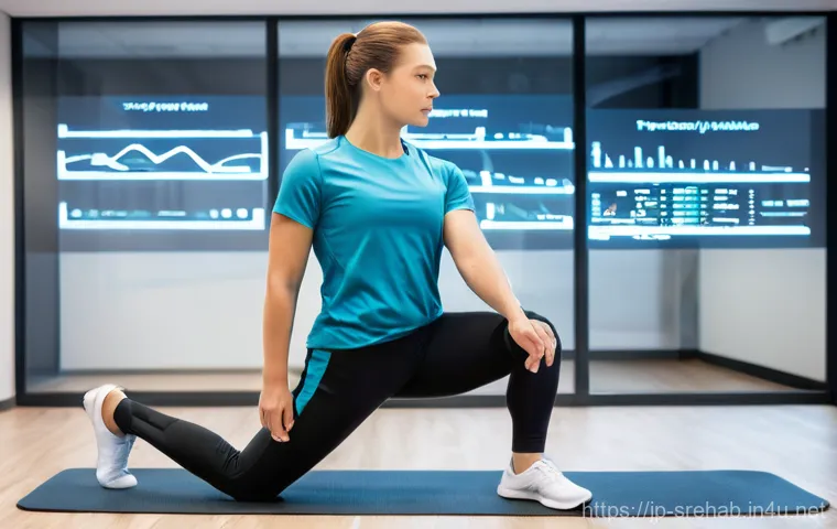 스포츠재활 분야의 최신 트렌드 - **Prompt:** A dynamic, bright image of a young adult, gender-neutral, wearing modern, form-fitting a...