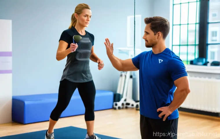 스포츠재활의 기본 운동 분석 - Advanced Movement Analysis Session**
    A highly detailed, realistic image of a female physical the...