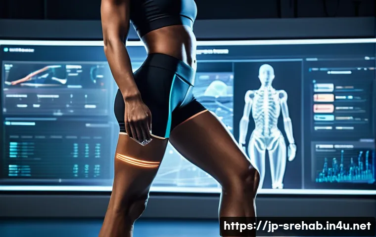 스포츠재활과 최신 의료기술의 융합 - **Prompt:** A highly detailed image of a female professional track and field athlete, approximately ...