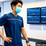 스포츠재활 전문자격증 종류와 비교 - A modern sports rehabilitation clinic scene in Japan, featuring a young Japanese physical therapist ...