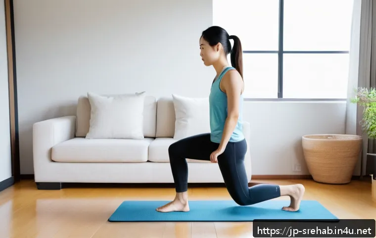 스포츠재활에 적합한 운동기구 추천 - A modern Japanese living room scene with a compact balance board placed near a cozy sofa and a small...